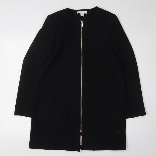 H&M Women's Black Mid-Length Coat, Size 8, Full Zip