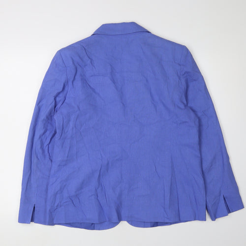 Bm Women's Blue Linen Suit Jacket Size 16