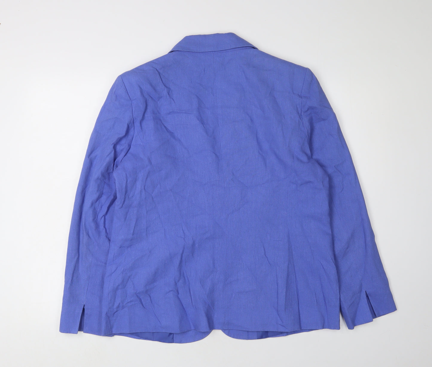 Bm Women's Blue Linen Suit Jacket Size 16