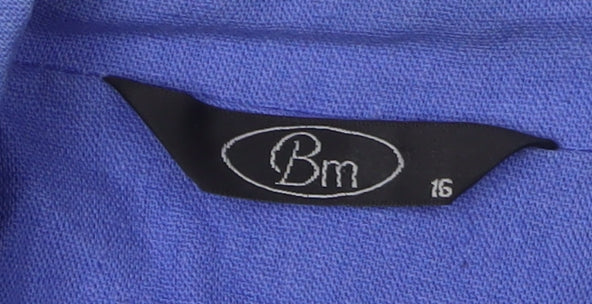 Bm Women's Blue Linen Suit Jacket Size 16