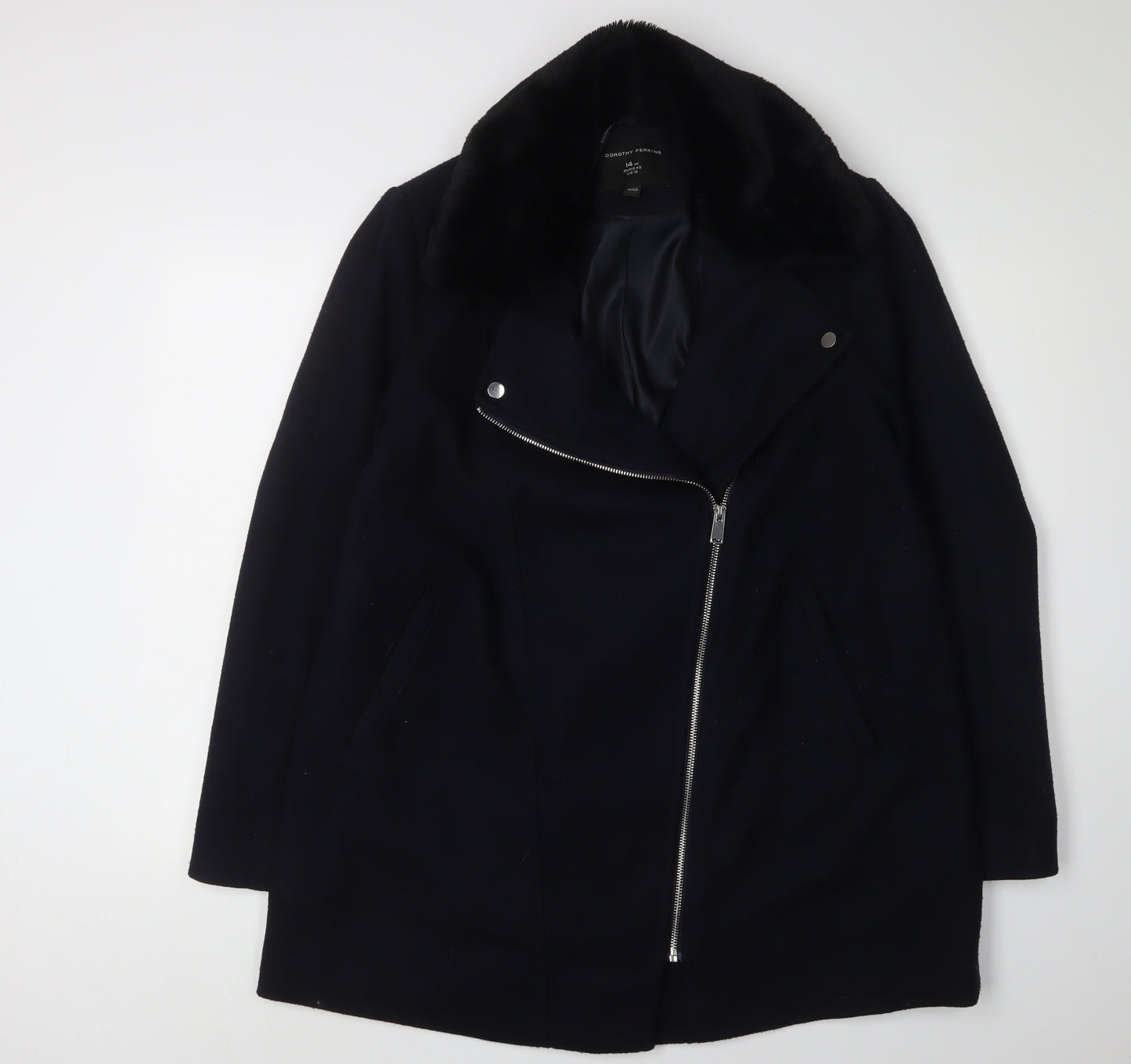 Dorothy Perkins Women's Black Motorcycle Coat Size 14