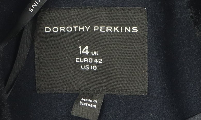 Dorothy Perkins Women's Black Motorcycle Coat Size 14