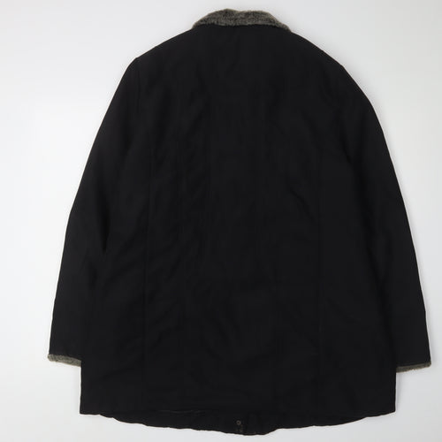 BHS Women's Black Fur Trim Overcoat Size 18