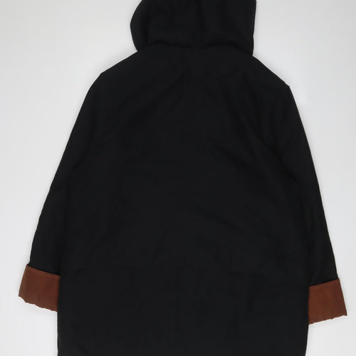 BHS Women's Black Hooded Mid-Length Coat Size 18