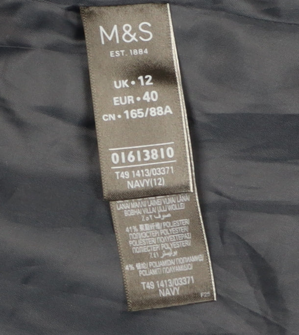 Marks and Spencer Women's Navy Pea Coat, Size 12, Classic Style