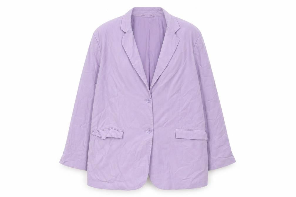 Front view of Monki Women Purple Blazer L Woven Suit Jacket