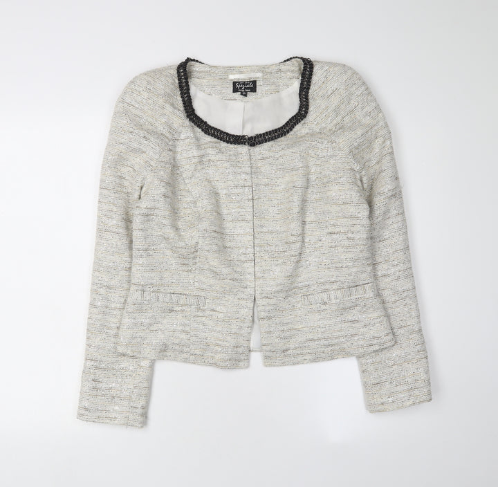 Marks and Spencer Women Ivory Bouclé Crop Blazer Size 10