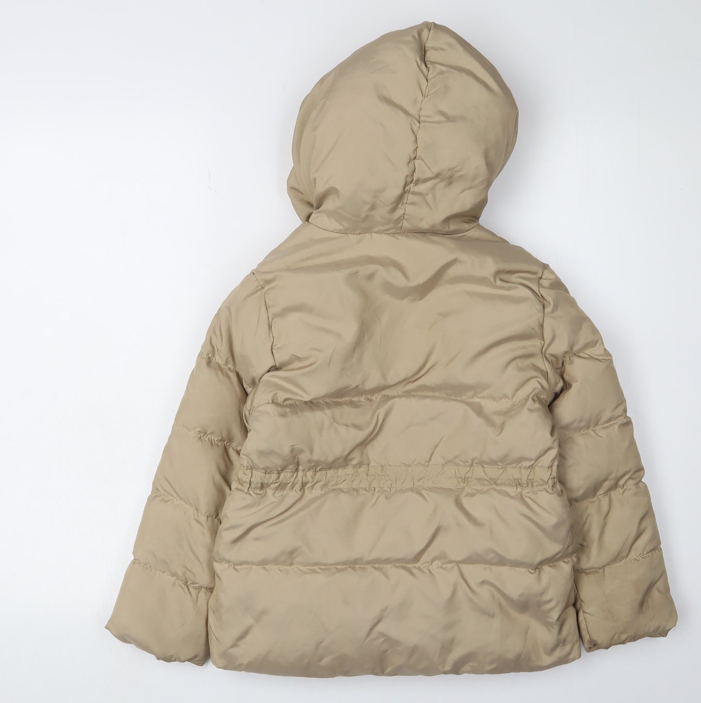 Zara Girls Beige Hooded Puffer Jacket Size 6-7 Winter