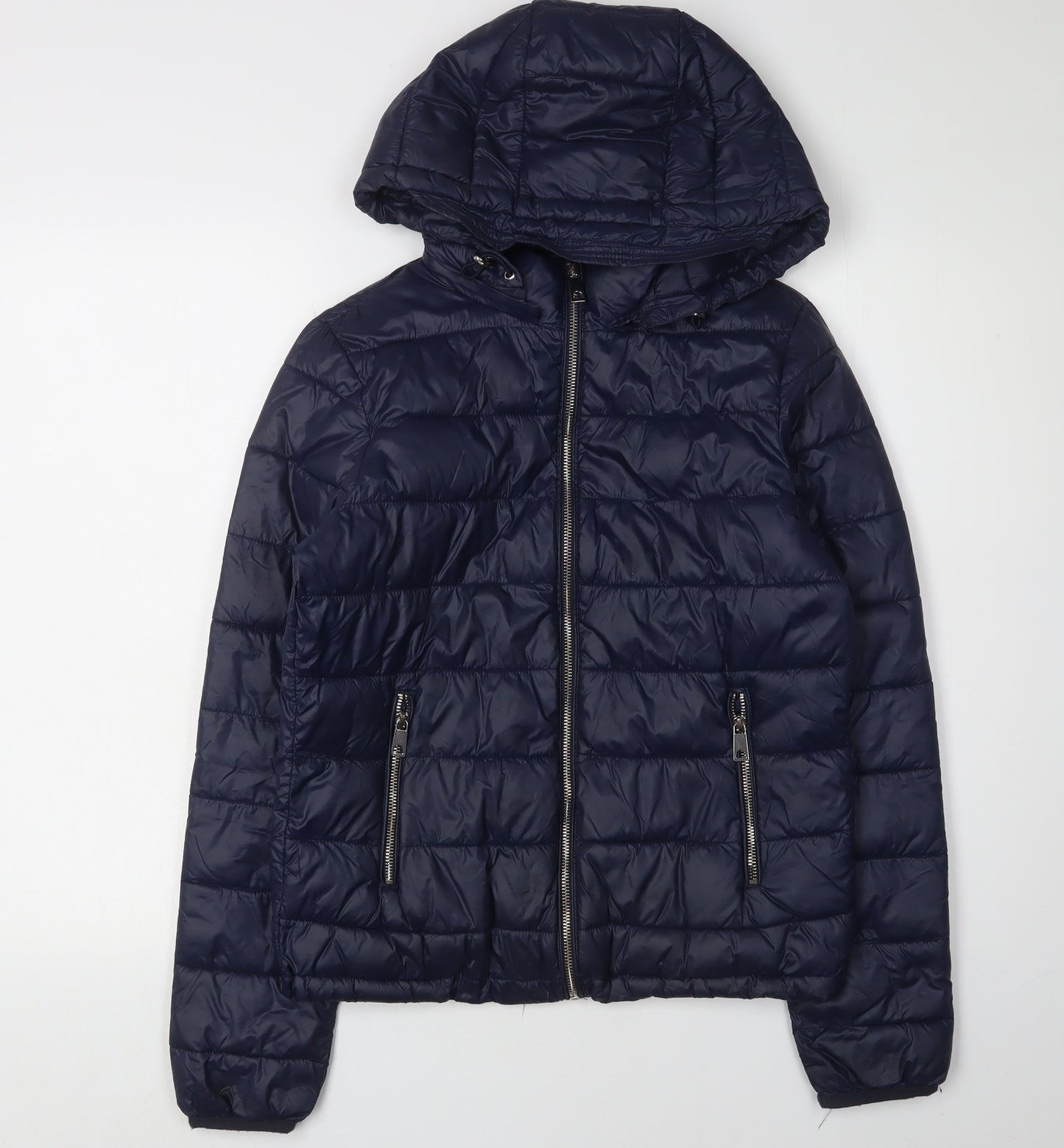 Zara Women's Blue XS Puffer Jacket with Hood