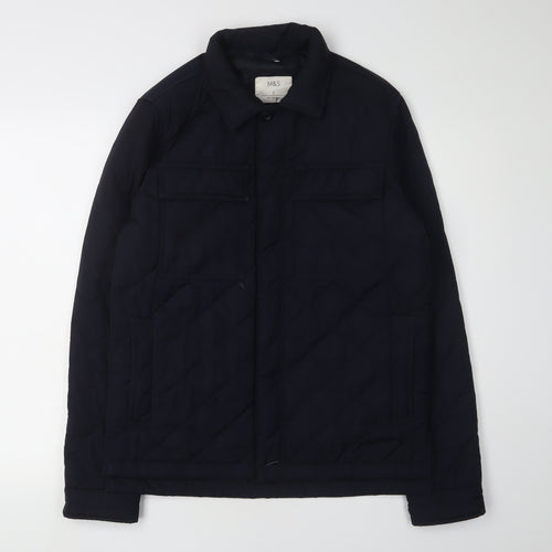 Marks and Spencer Men's Blue Quilted Jacket S