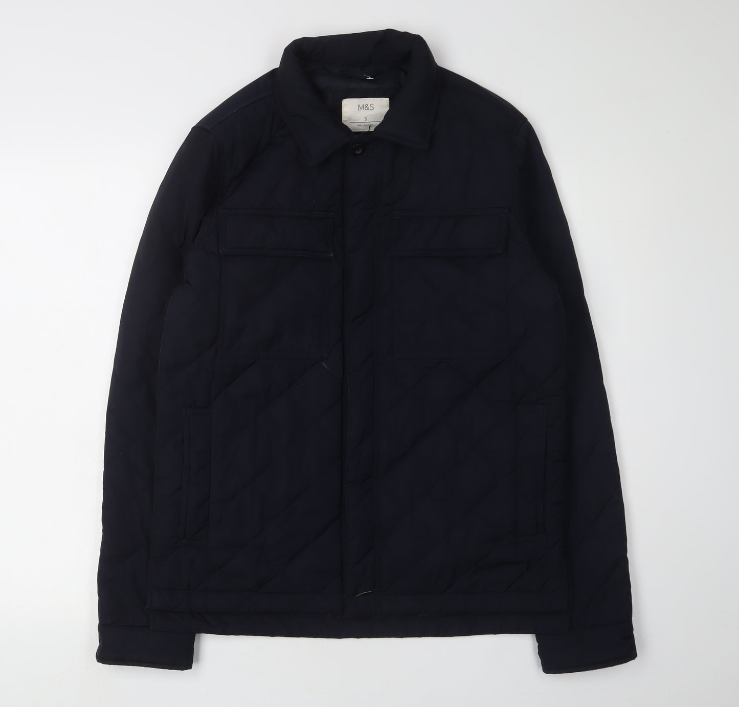 Marks and Spencer Men's Blue Quilted Jacket S