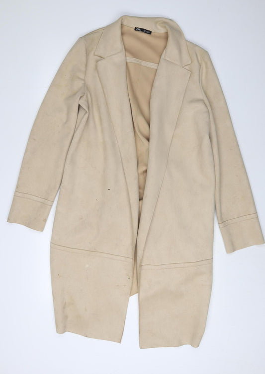 Zara Women's Beige Mid-Length Overcoat Size 12