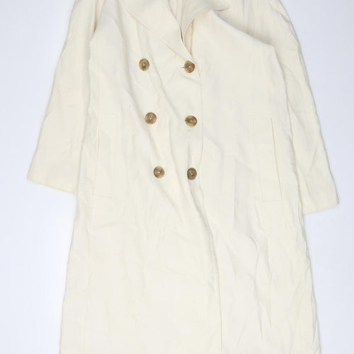 Zara Women's Ivory Trench Coat, Size 6, Classic Style