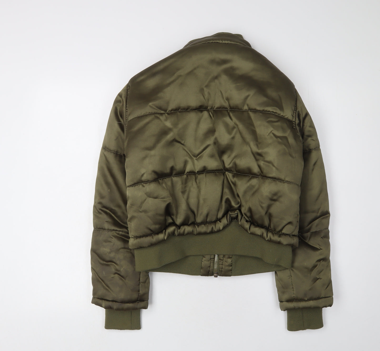 Topshop Women's Green Bomber Jacket Size 6 Winter Casual