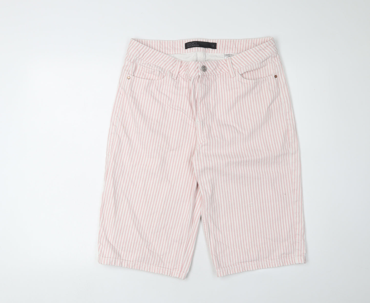 Next Women's Pink Striped Bermuda Shorts Size 14