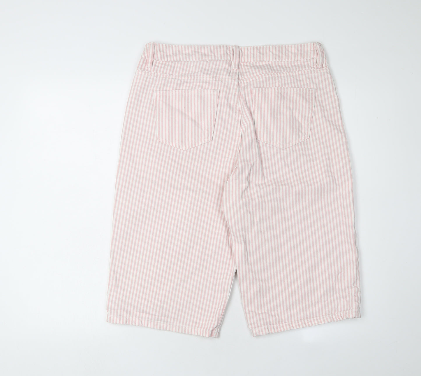 Next Women's Pink Striped Bermuda Shorts Size 14