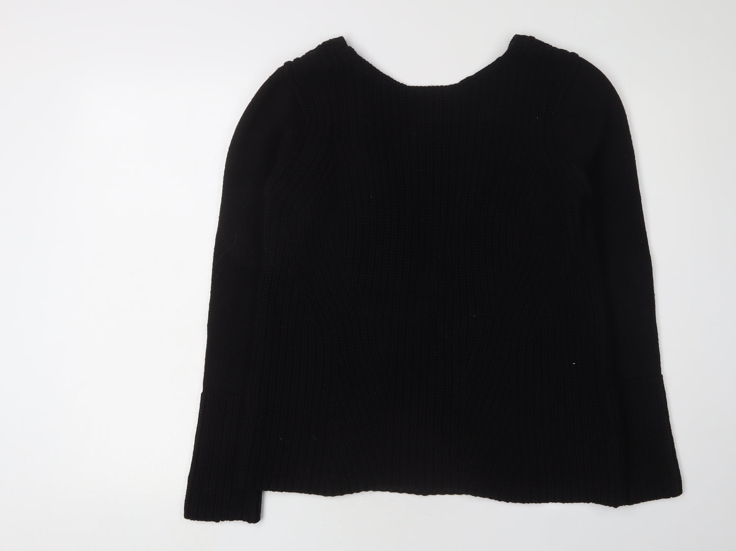 Zara Women's Black Cotton V-Neck Pullover Jumper M