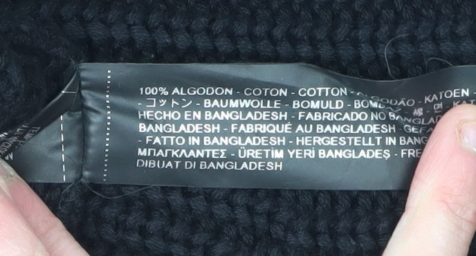 Zara Women's Black Cotton V-Neck Pullover Jumper M