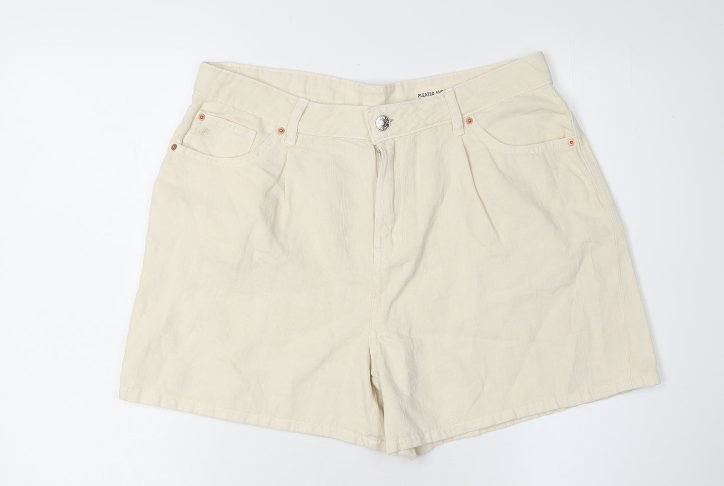 Marks and Spencer Women's Beige Linen Blend Shorts Size 14