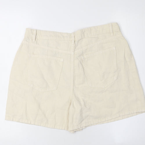 Marks and Spencer Women's Beige Linen Blend Shorts Size 14