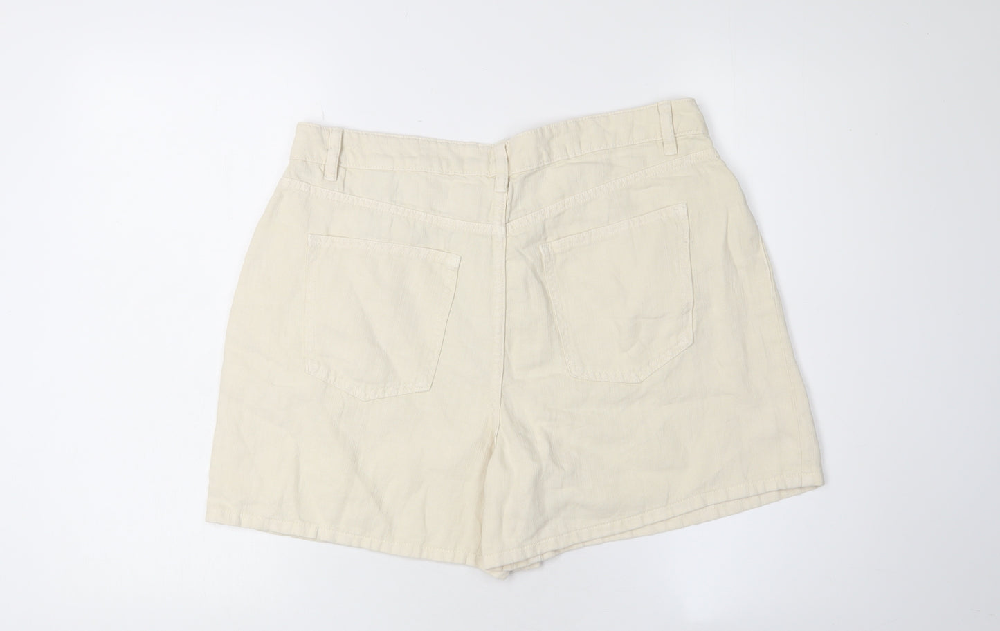 Marks and Spencer Women's Beige Linen Blend Shorts Size 14
