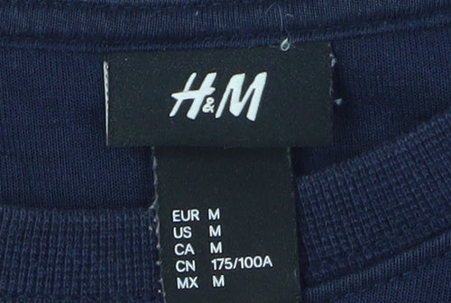 H&M Men's Blue Graphic Print Pullover Sweatshirt M