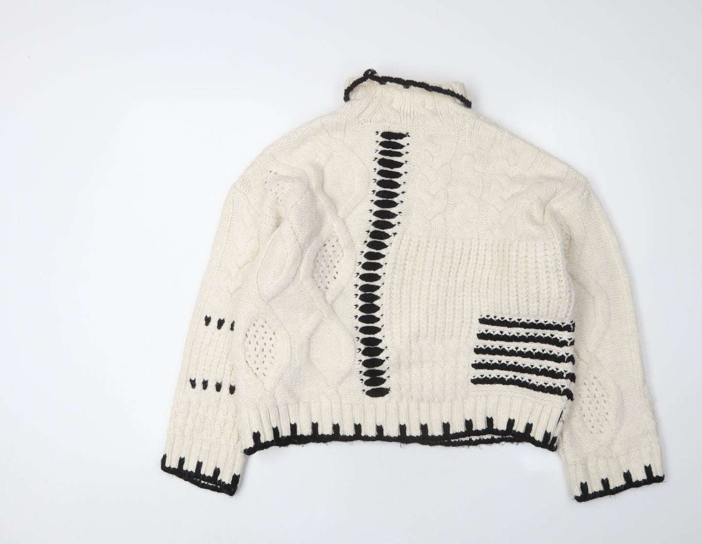 Zara Women’s Ivory Cable-Knit Pullover Jumper Size 6