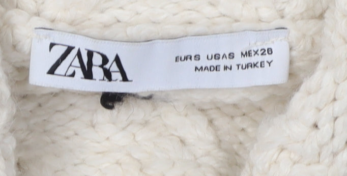 Zara Women’s Ivory Cable-Knit Pullover Jumper Size 6