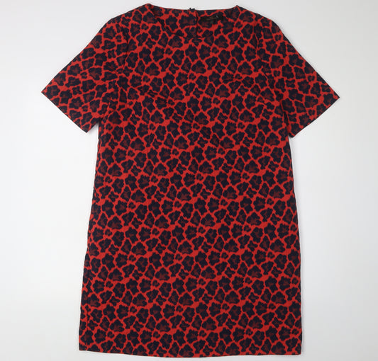 Next Women's Red Animal Print Shift Dress Size 14