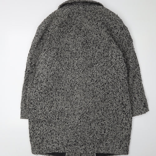 Marks and Spencer Women's Black Tweed Overcoat, Size 14