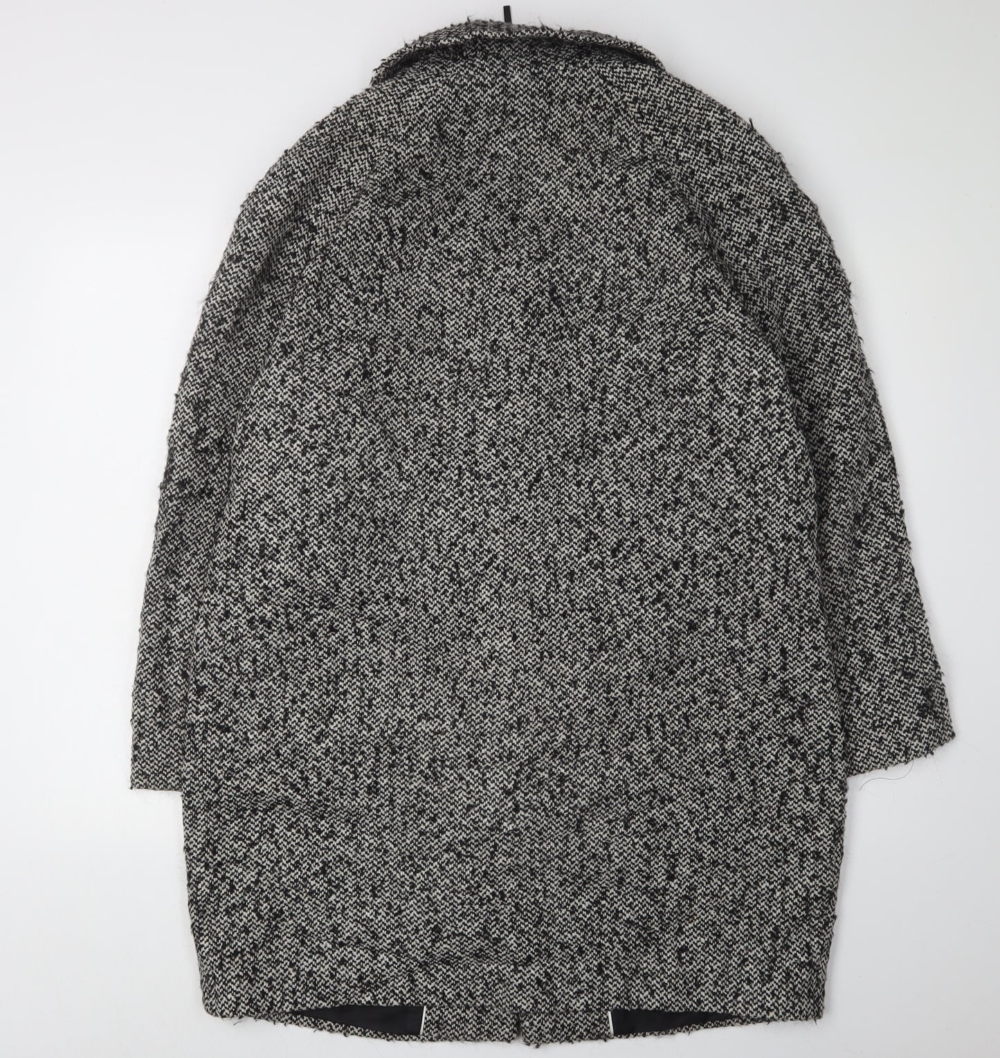 Marks and Spencer Women's Black Tweed Overcoat, Size 14