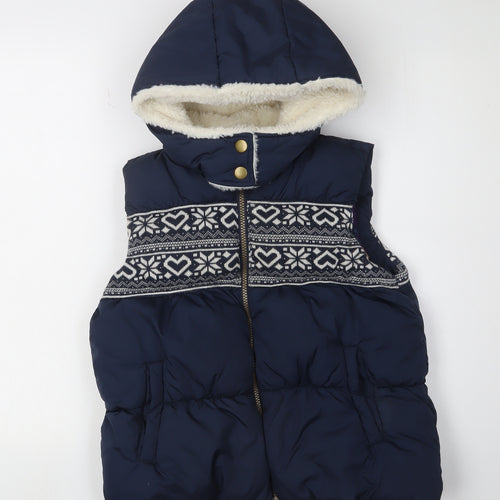 Next Girls Blue Puffer Jacket 11-12 Years Fair Isle Pattern
