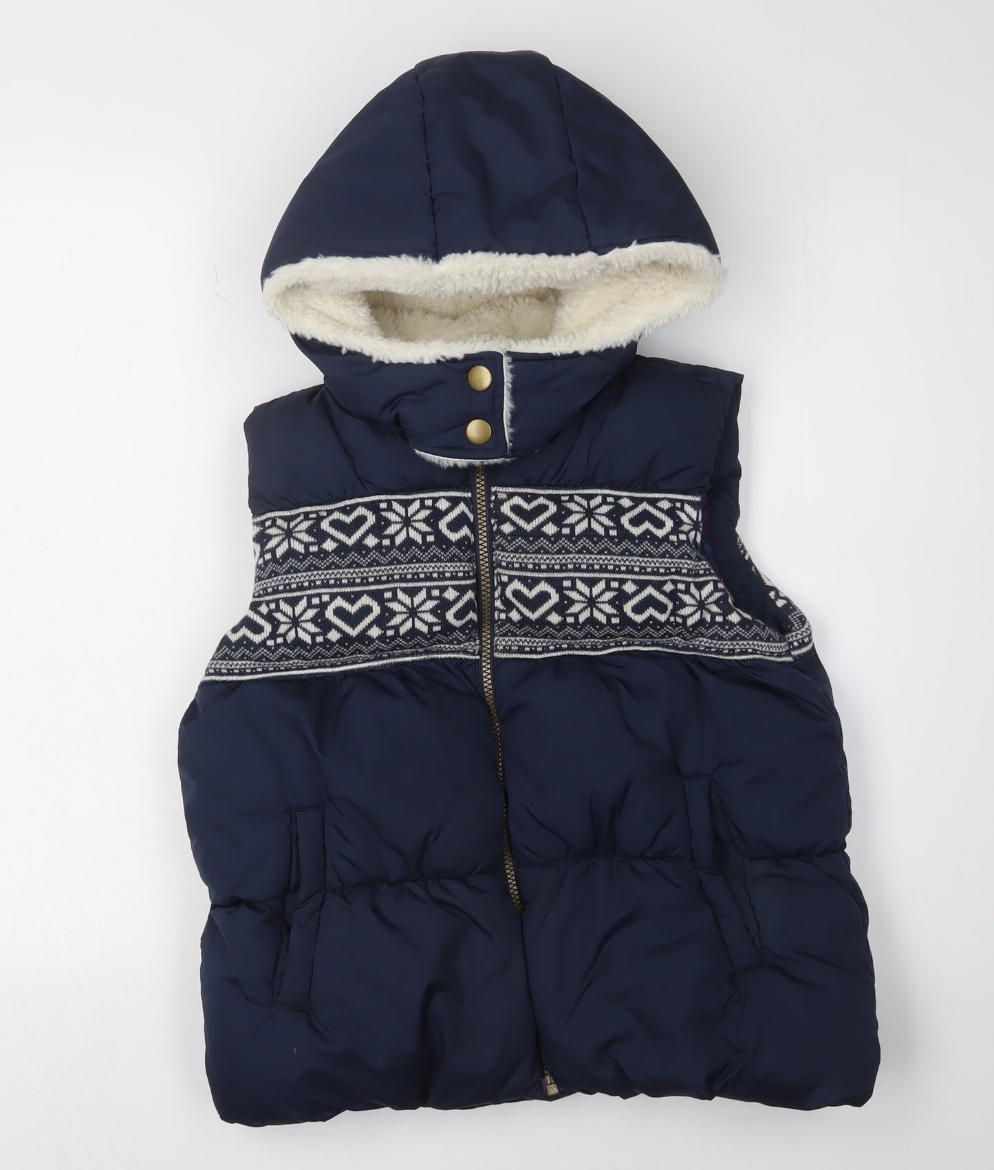 Next Girls Blue Puffer Jacket 11-12 Years Fair Isle Pattern