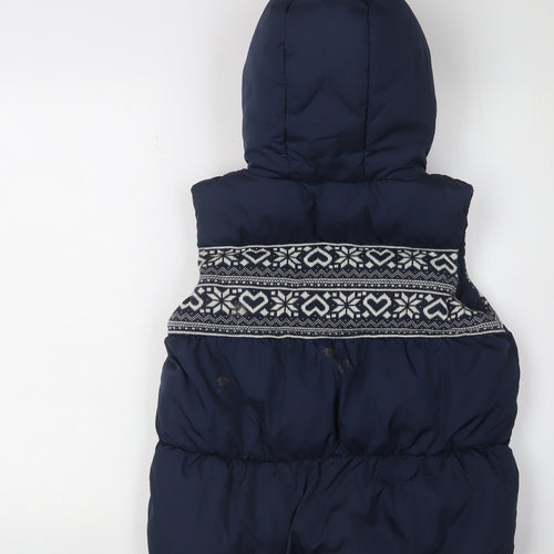 Next Girls Blue Puffer Jacket 11-12 Years Fair Isle Pattern