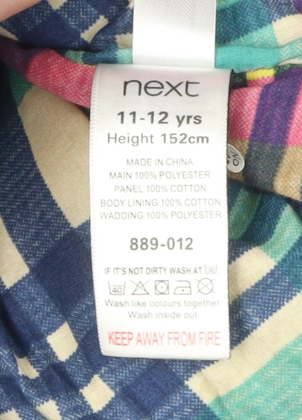 Next Girls Blue Puffer Jacket 11-12 Years Fair Isle Pattern