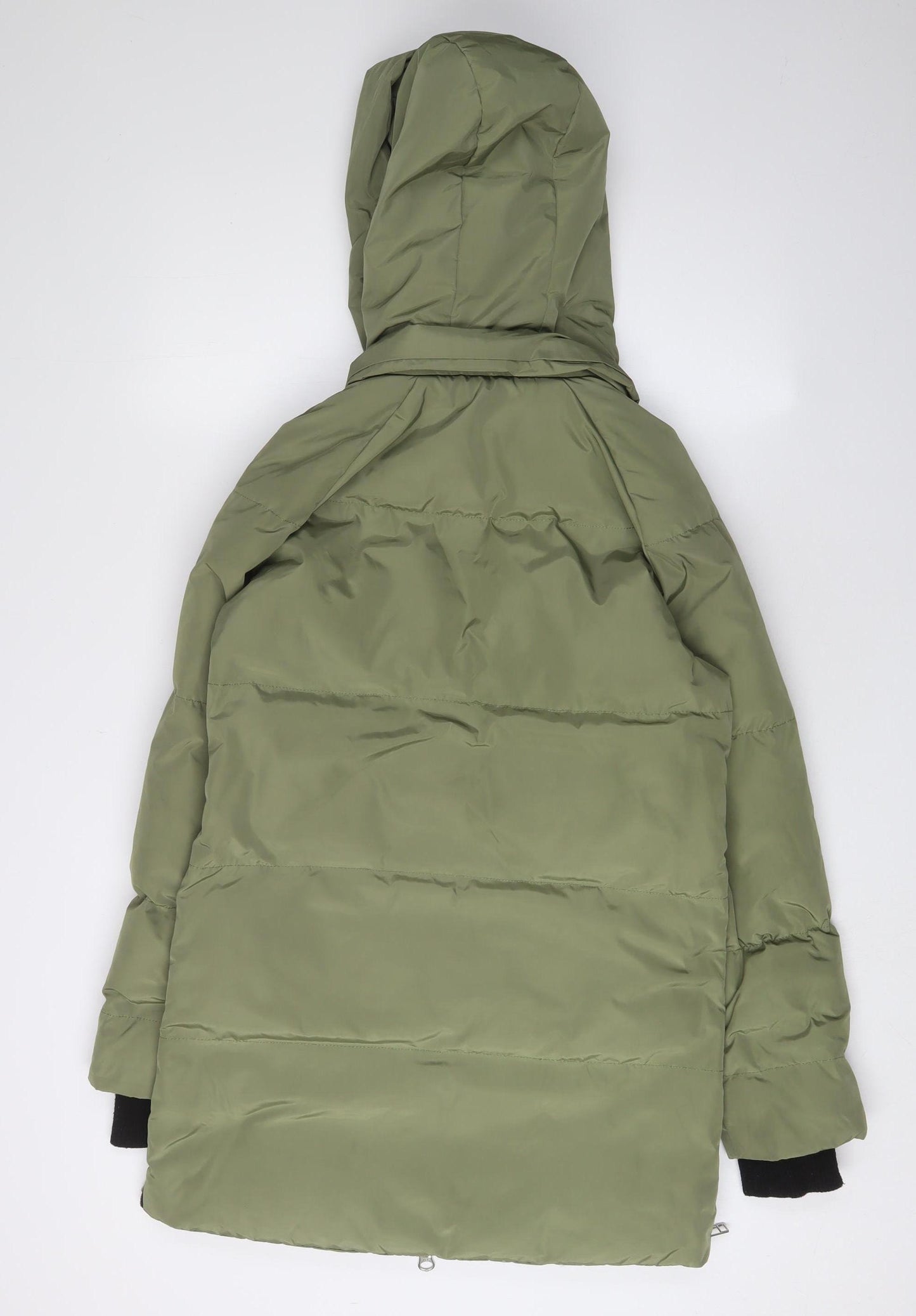 Warehouse Women's Green Puffer Jacket UK 8 Hooded Casual