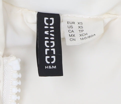 H&M Women's Ivory Puffer Jacket XS Hooded Winter