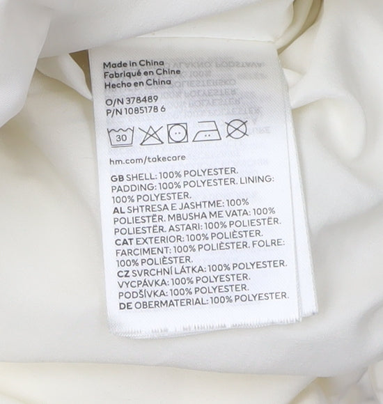 H&M Women's Ivory Puffer Jacket XS Hooded Winter