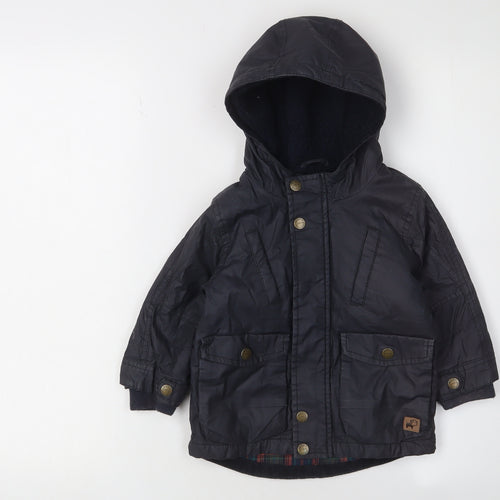 Next Unisex Black Hooded Jacket 12-18 Months