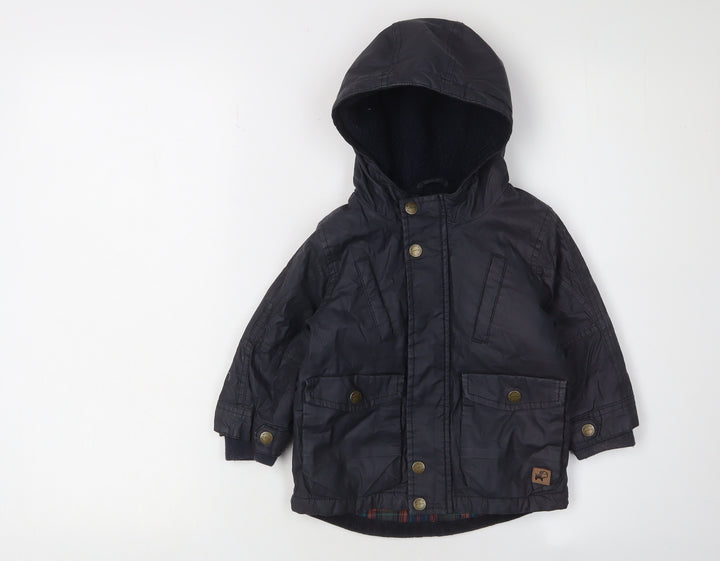 Next Unisex Black Hooded Jacket 12-18 Months