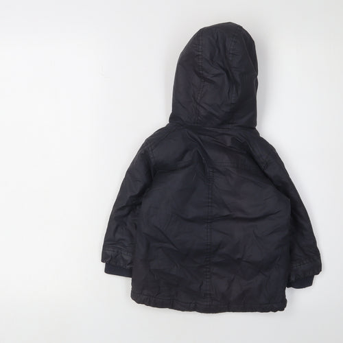 Next Unisex Black Hooded Jacket 12-18 Months