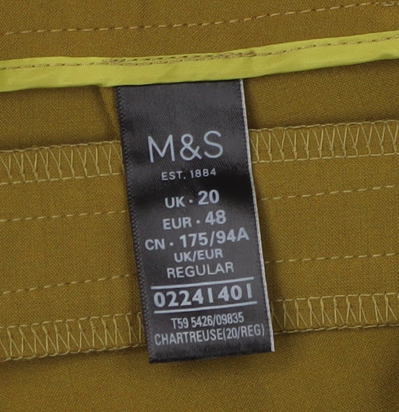 Marks and Spencer Women's Green Straight Trousers Size 20