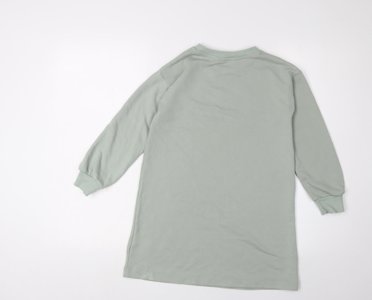 H&M Girls Green Rainbow Sequin T-Shirt Dress, 8-9 Years