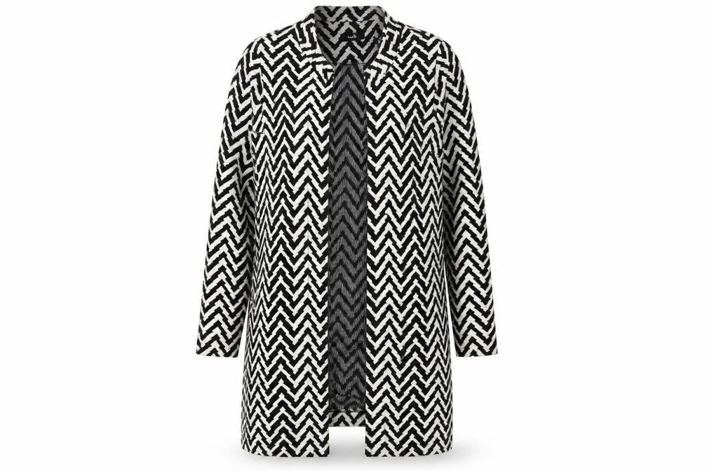 Front view of Wallis Women's Black Geometric Cardigan, size S