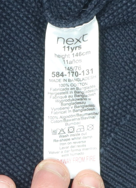 Next Boys Black Cotton Crew Neck Jumper, Size 11 Years