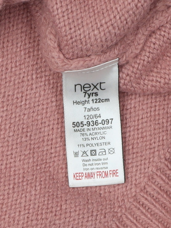 Next Girls Pink Sequin Pullover Jumper 7 Years