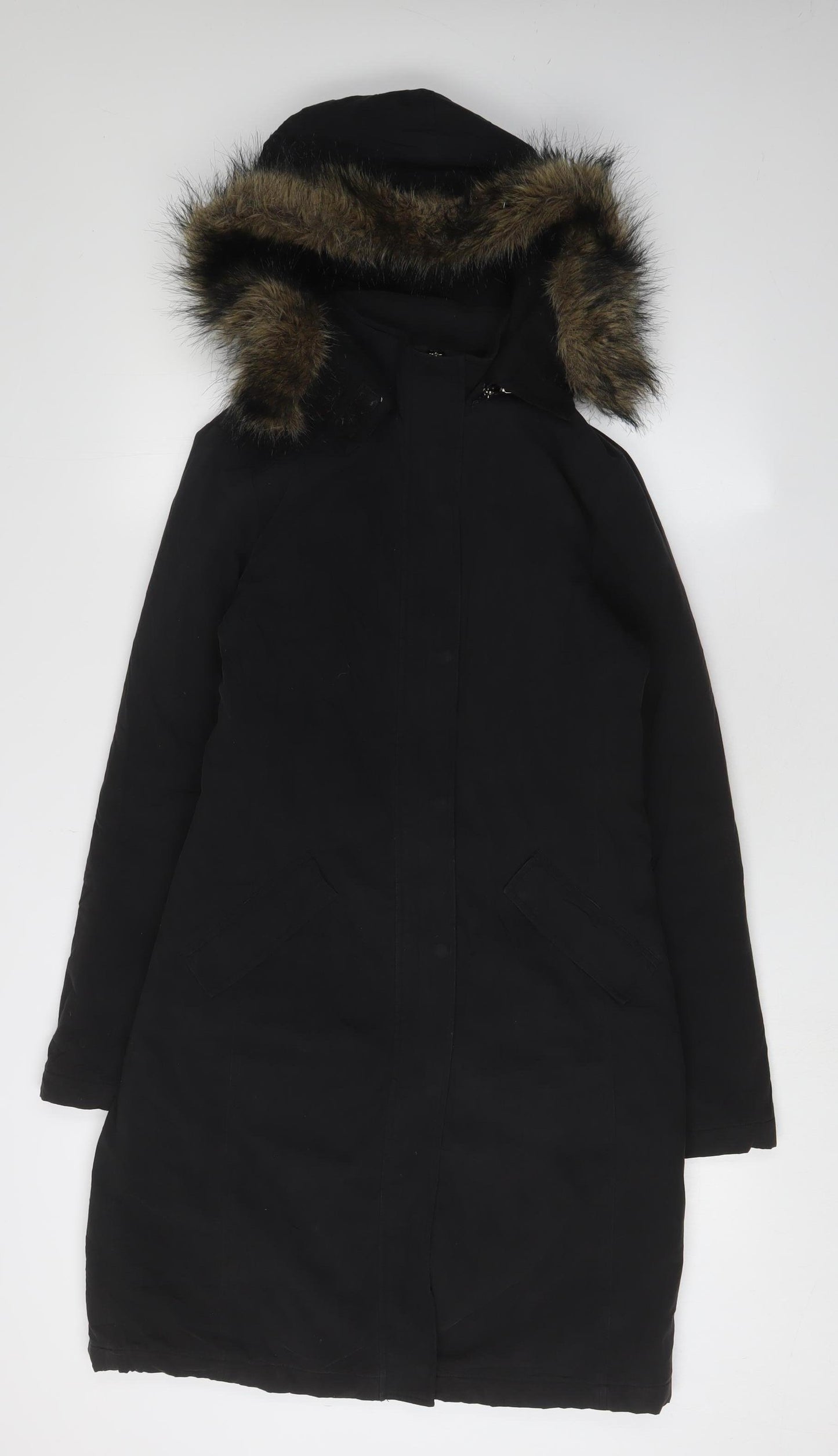 Warehouse Women's Black Parka Coat Size 10