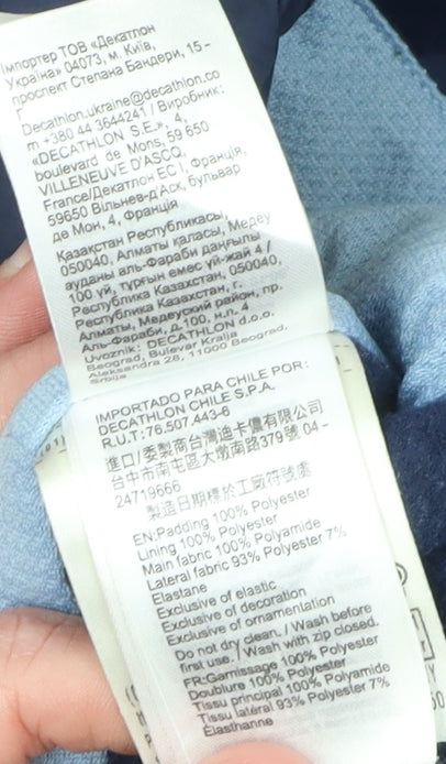 Decathlon Boys Blue Puffer Jacket, Size 14, Hooded Winter Outerwear