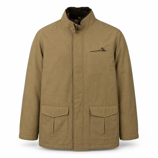 Front view of Dunnes Men's Beige Jacket, Small, Polyester Blend