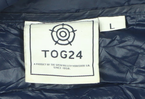 TOG24 Men's Blue Puffer Jacket L Stand-Up Collar